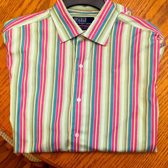 Ralph Lauren Button Up Dress Shirt- Pastel Pinstripe - Picture 1 of 3